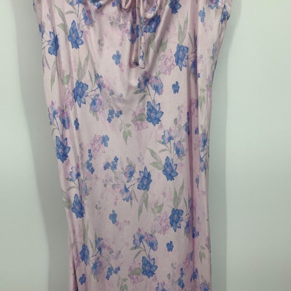 Wild Fable Slip Dress Maxi Pink Floral Ruched VNeck Sleeveless NWT - Picture 7 of 13